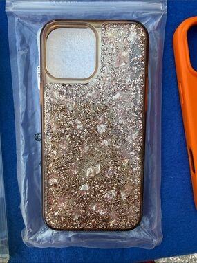 Glitter Rose Gold Protective Phone Case - Stylish Sparkle iPhone 16 pro max